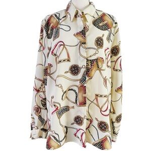 Alfred Dunner Stylish Cream Patterned Women’s Blouse